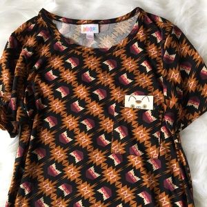 LuLaRoe Carly dress in orange southwestern print